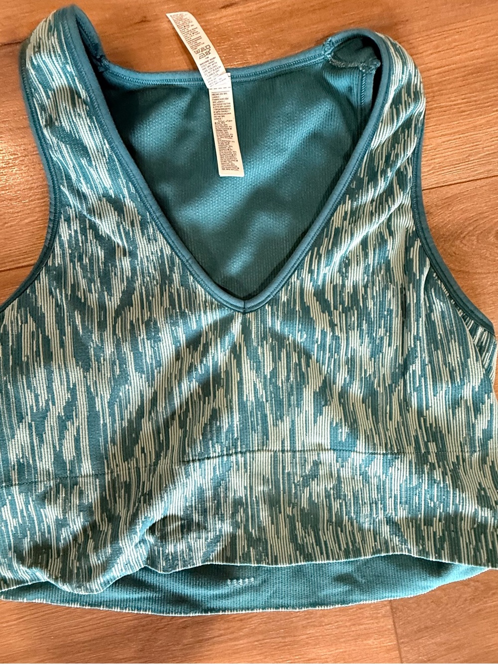 Athleta XL Teal Abstract Print Performance Workout Tank Top